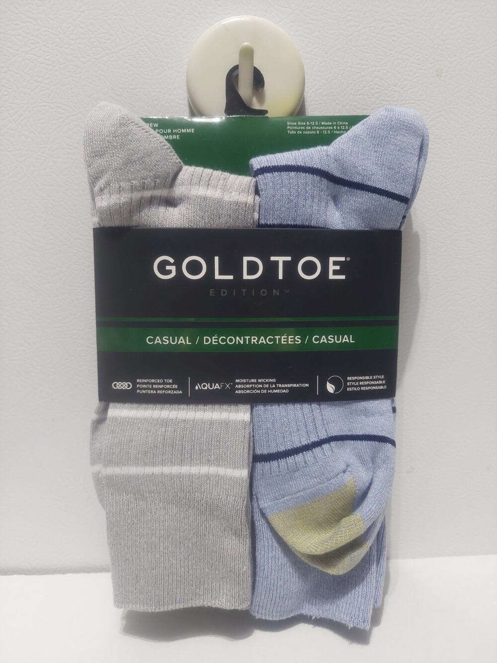 BRAND NEW MEN'S SIZE 6-12.5 GOLDTOE CASUAL RIBBED CREW SOCKS 6 PAIR